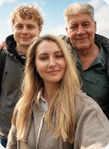 Three team members taking a selfie