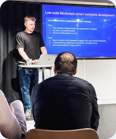 A 4IRE team member presenting a smart-contract talk