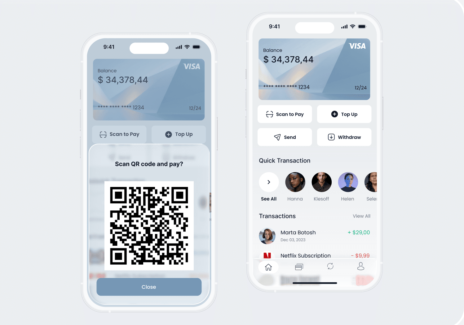 Digital banking app on two phones