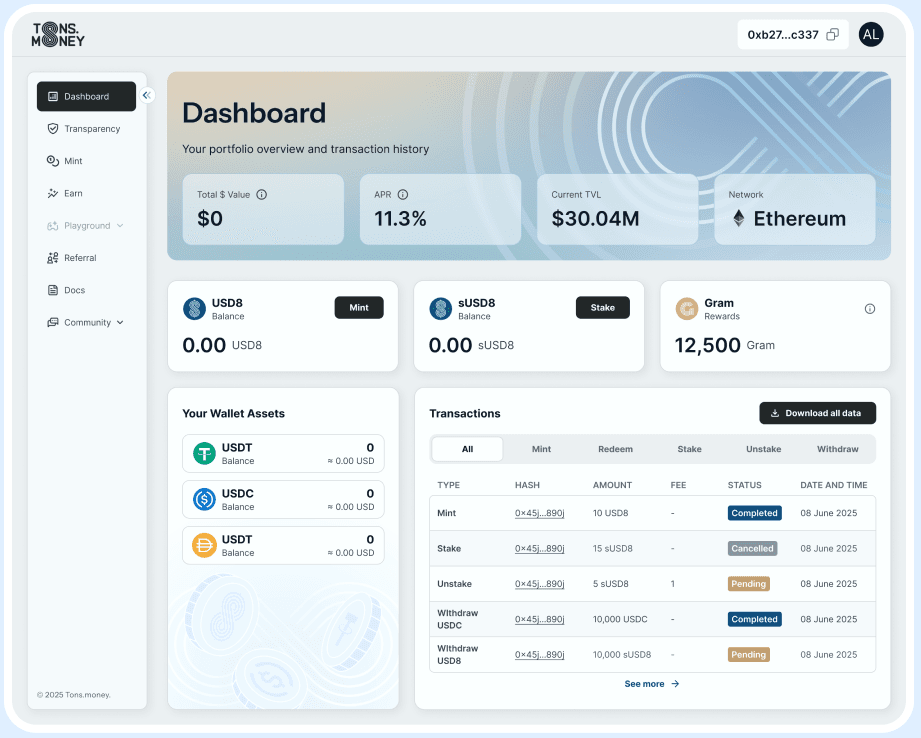 On-chain portfolio dashboard