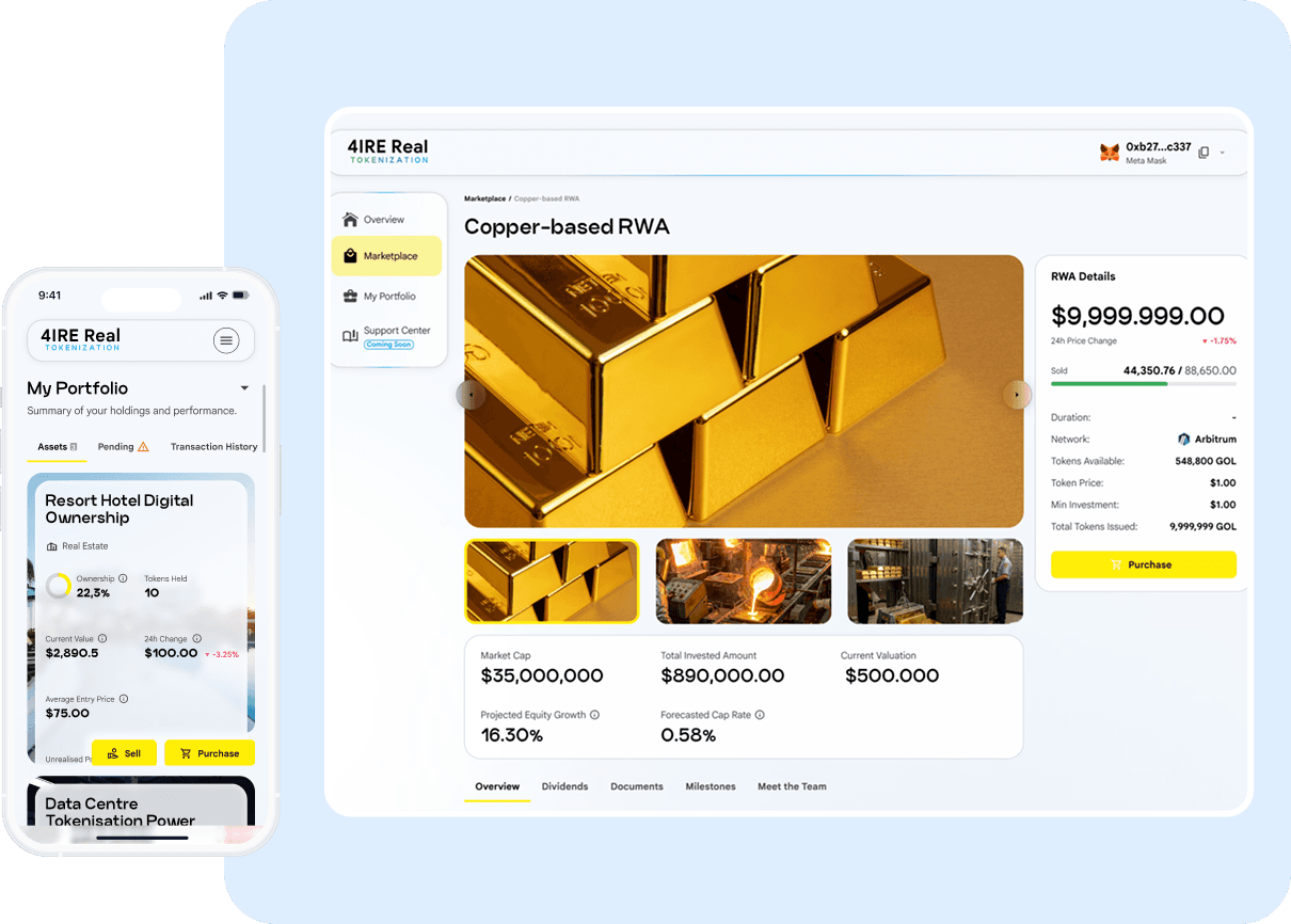 Tokenized gold asset listing and portfolio app