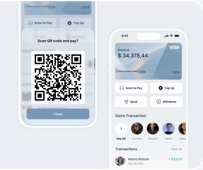 Digital banking app mockups